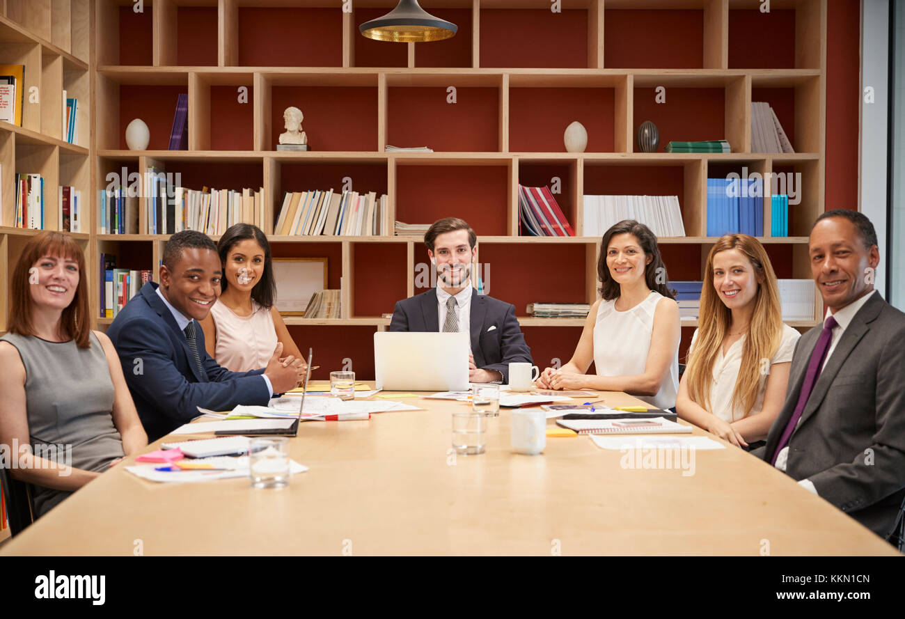 Medium group of people at a business boardroom meeting Stock Photo