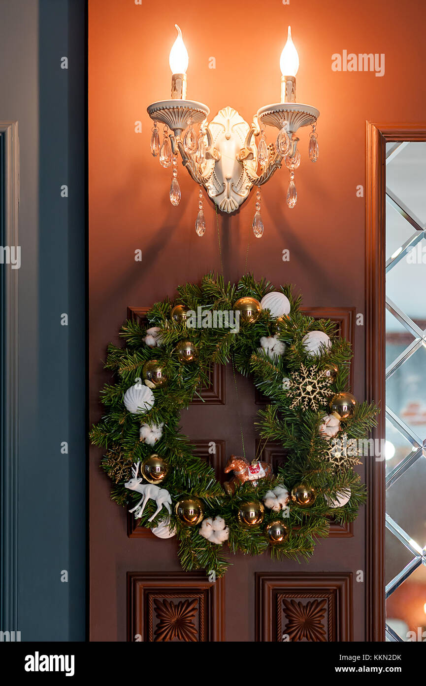 Christmas Wreath Above Fireplace 