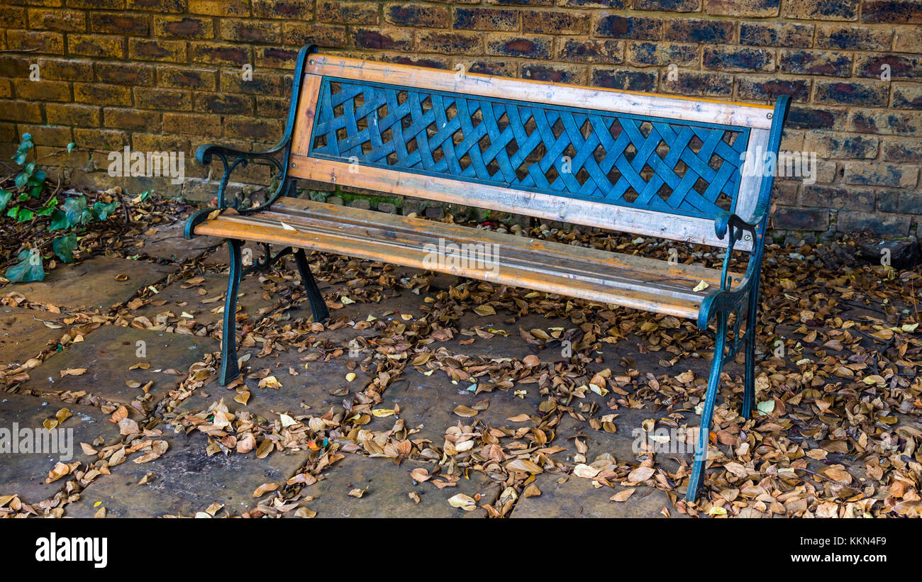 Empty park bench table leaves hi-res stock photography and images - Alamy