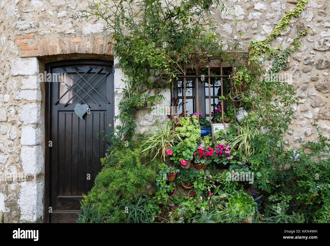 Charming house and plants, St Paul de Vence, Provance, France. Stock Photo