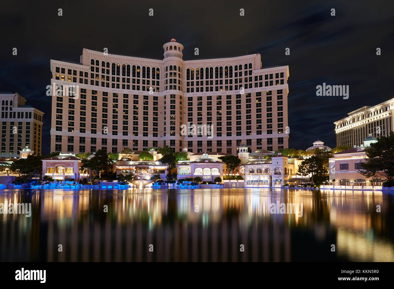 Night Reflection Of The Bellagio In The Bellagio Lake, Las Vegas