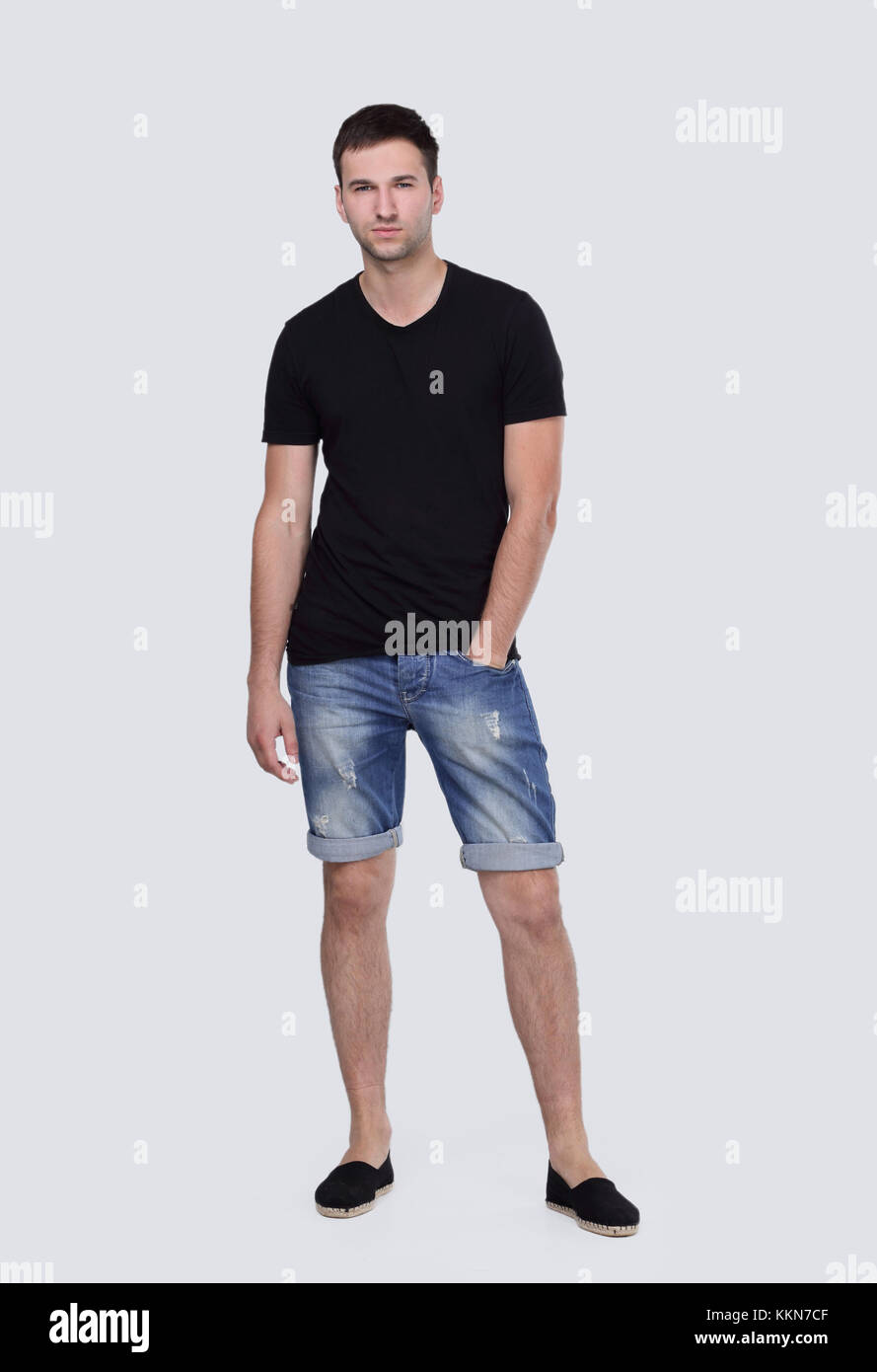 stylish guy in shorts and a tshirt Stock Photo Alamy