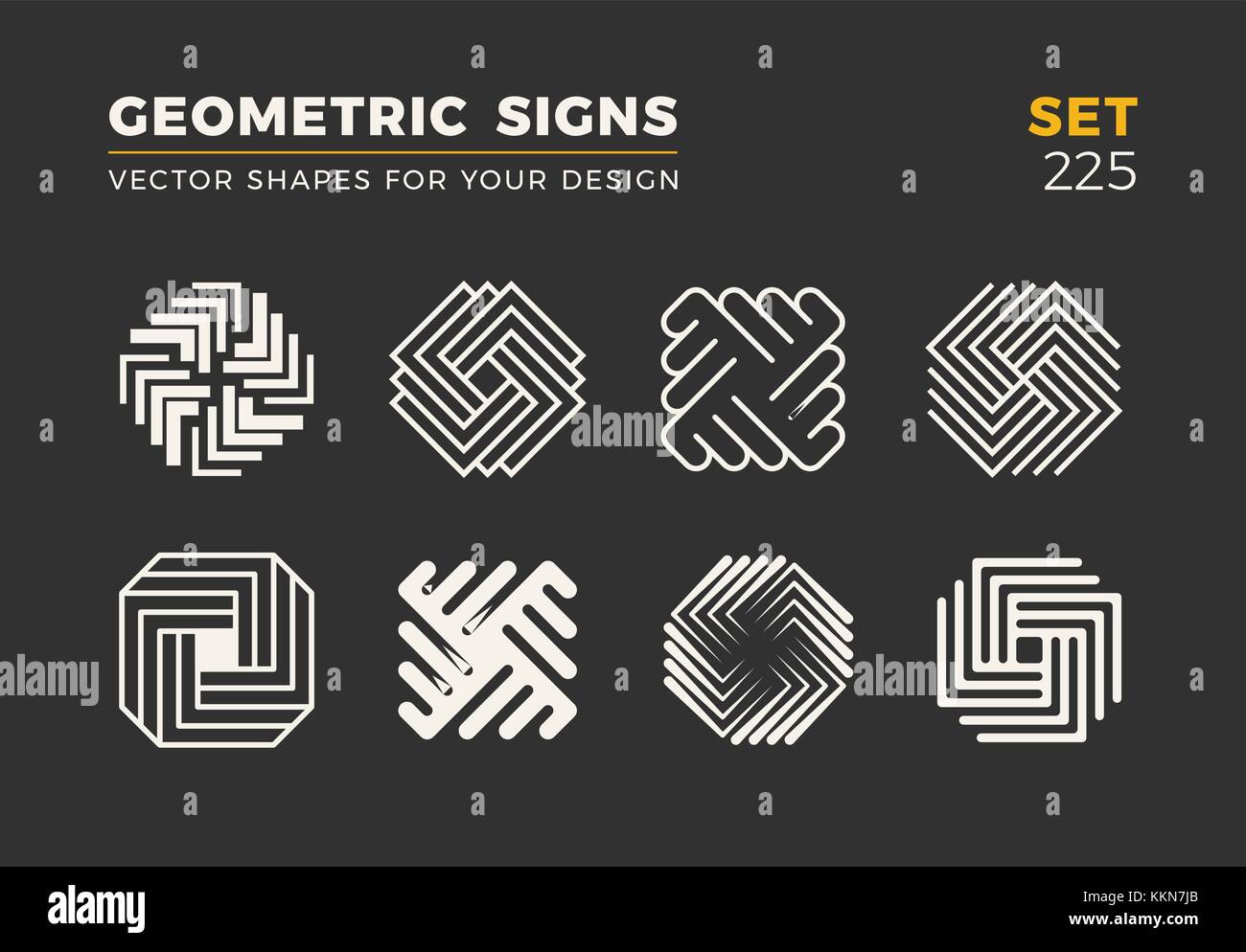 Set of eight minimalistic trendy shapes. Stylish vector logo emblems ...