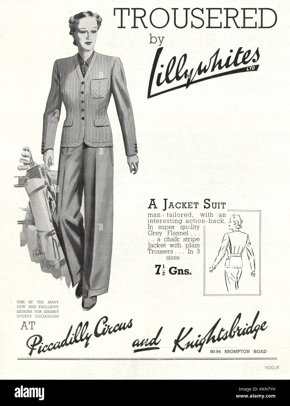 1938 UK Magazine Lillywhites Ladies Trousers Ad Stock Photo