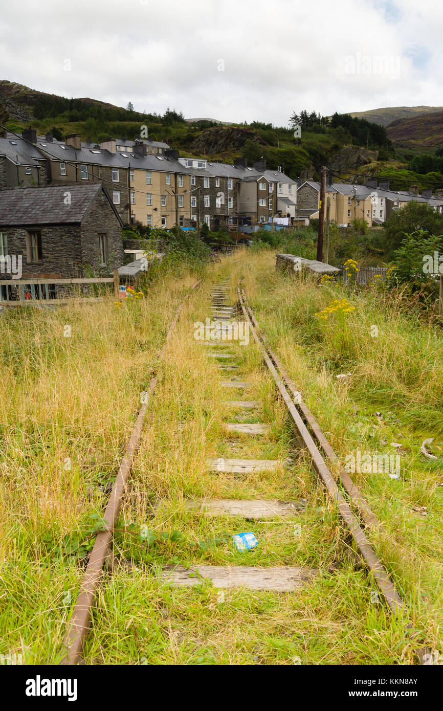 The abandoned railway track which used to run from Blaenau Ffestiniog