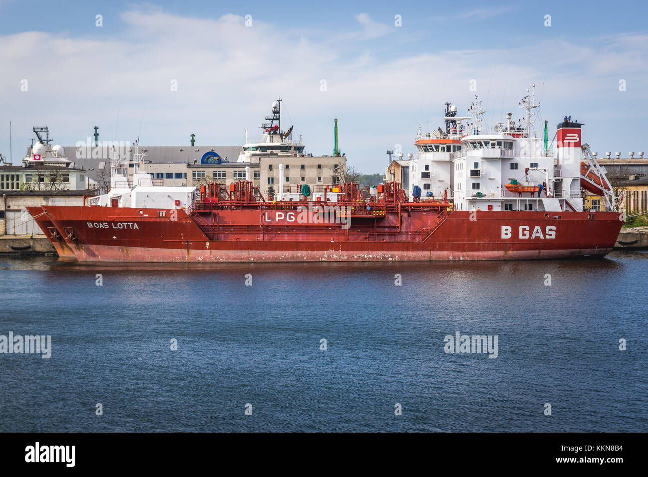 B Gas Lotta LPG tanker ship in Port of Gdynia city, Pomeranian Voivodeship of Poland Stock Photo
