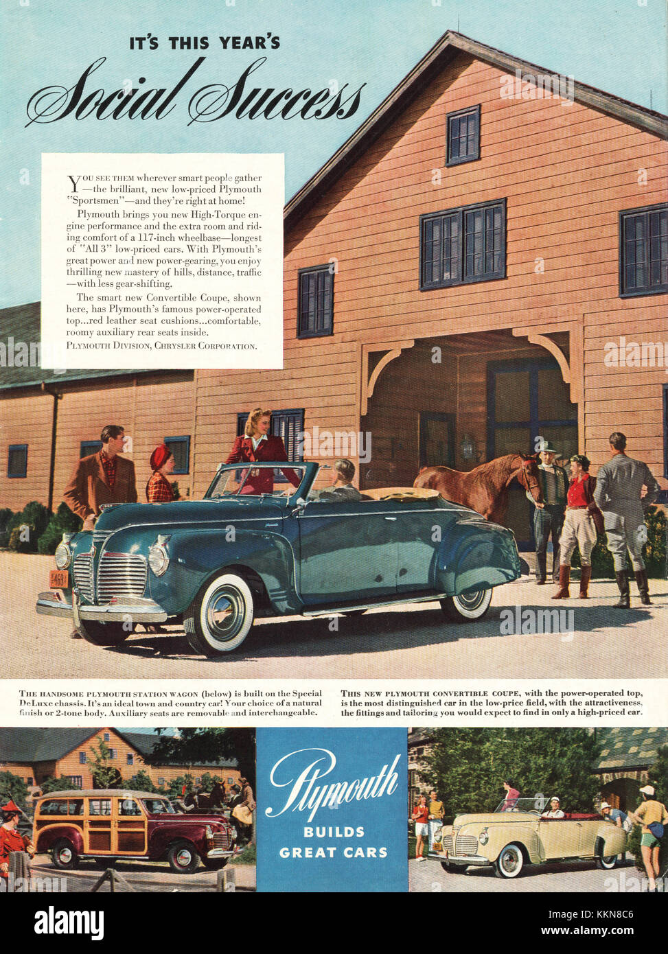 1941 U.S. Magazine Plymouth Cars Advert Stock Photo