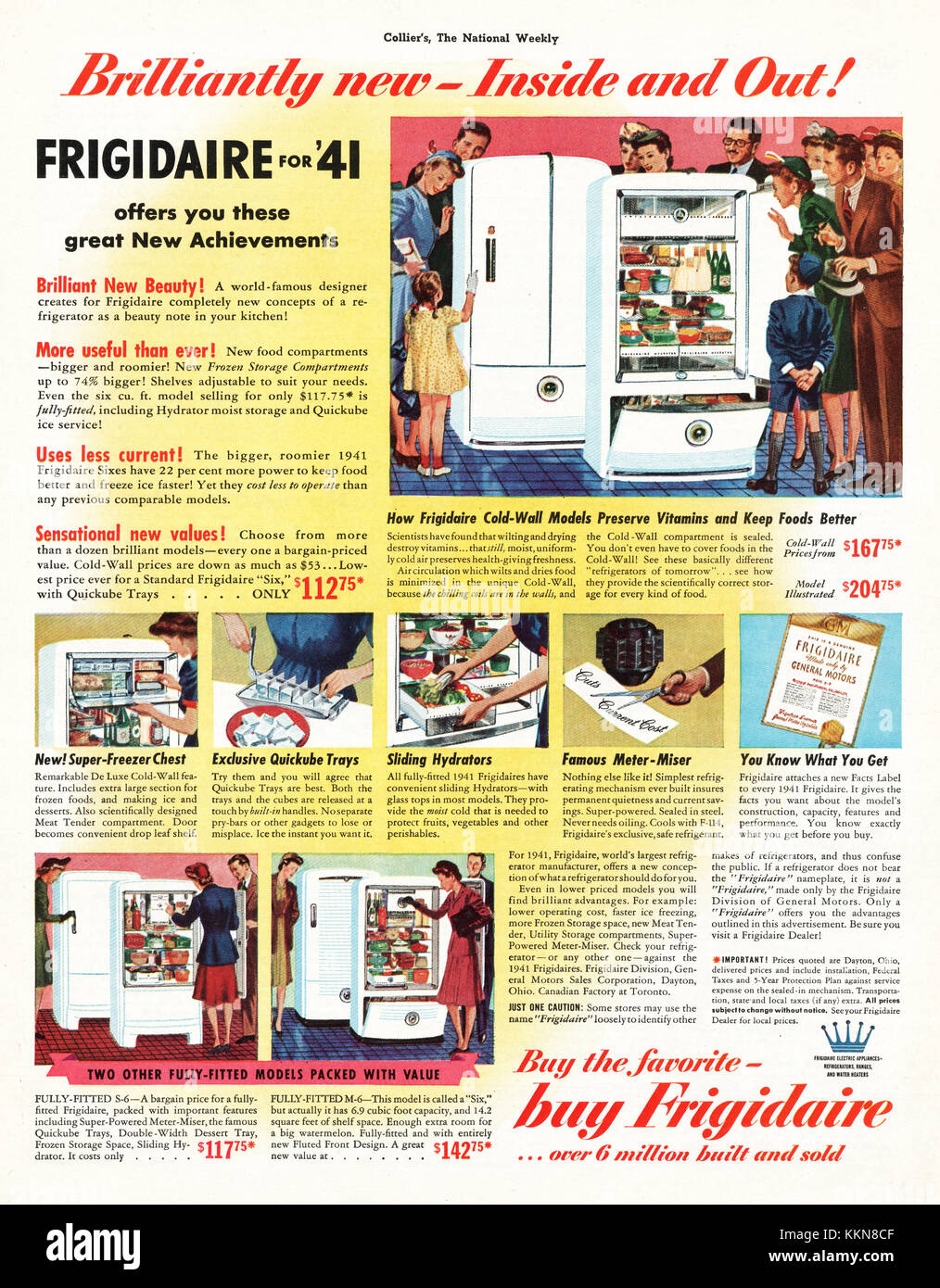 1941 U.S. Magazine Frigidaire Fridge Freezer Advert Stock Photo