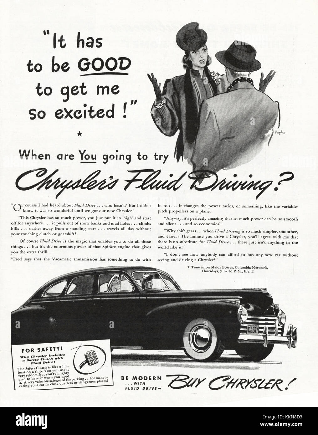 1941 U.S. Magazine Chrysler Car Advert Stock Photo