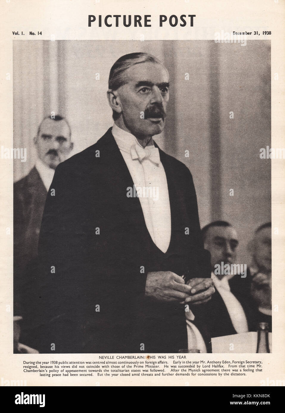 1938 Picture Post Prime Minister Neville Chamberlain Stock Photo