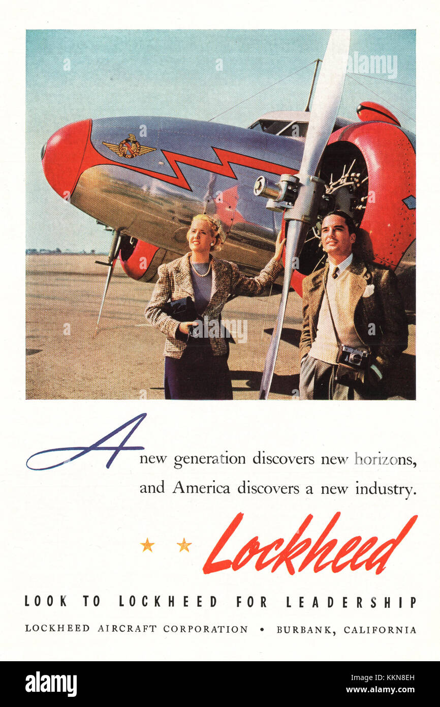1939 U.S. Magazine Lockheed Aircraft Advert Stock Photo - Alamy