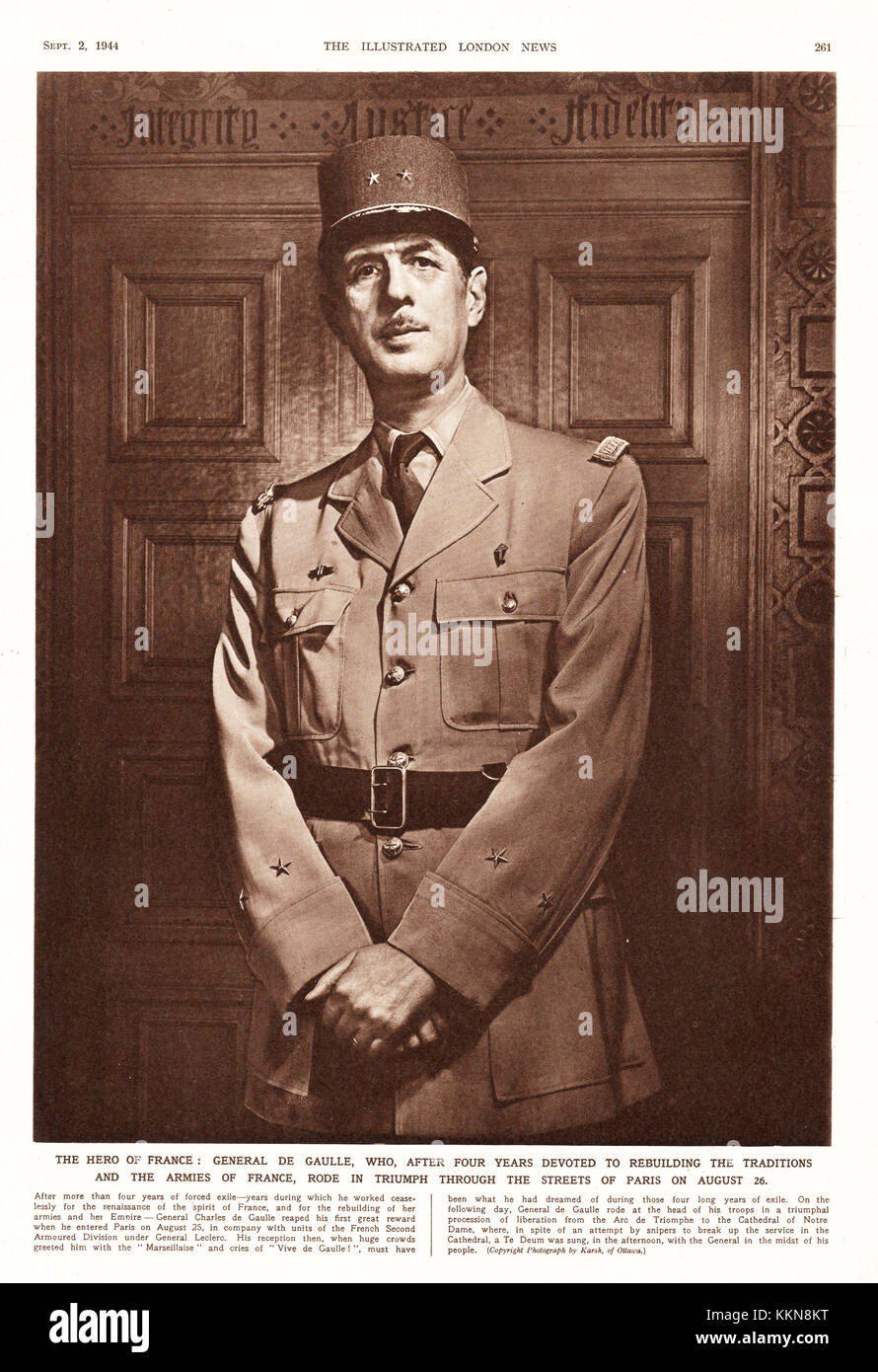 1944 Illustrated London News General Charles de Gaulle Stock Photo