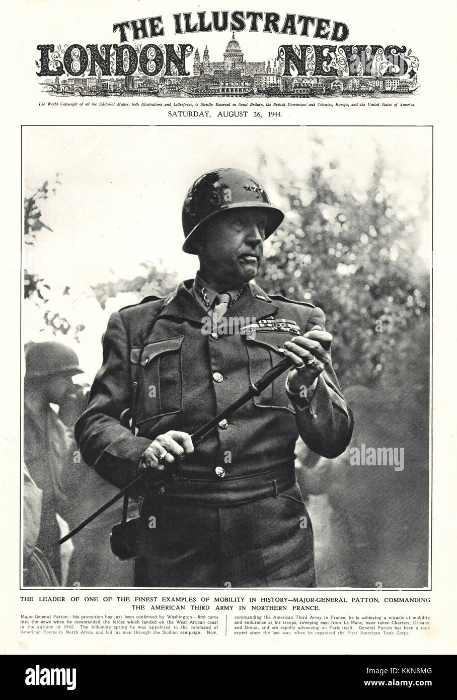 1944 Illustrated London News General George Patton Stock Photo