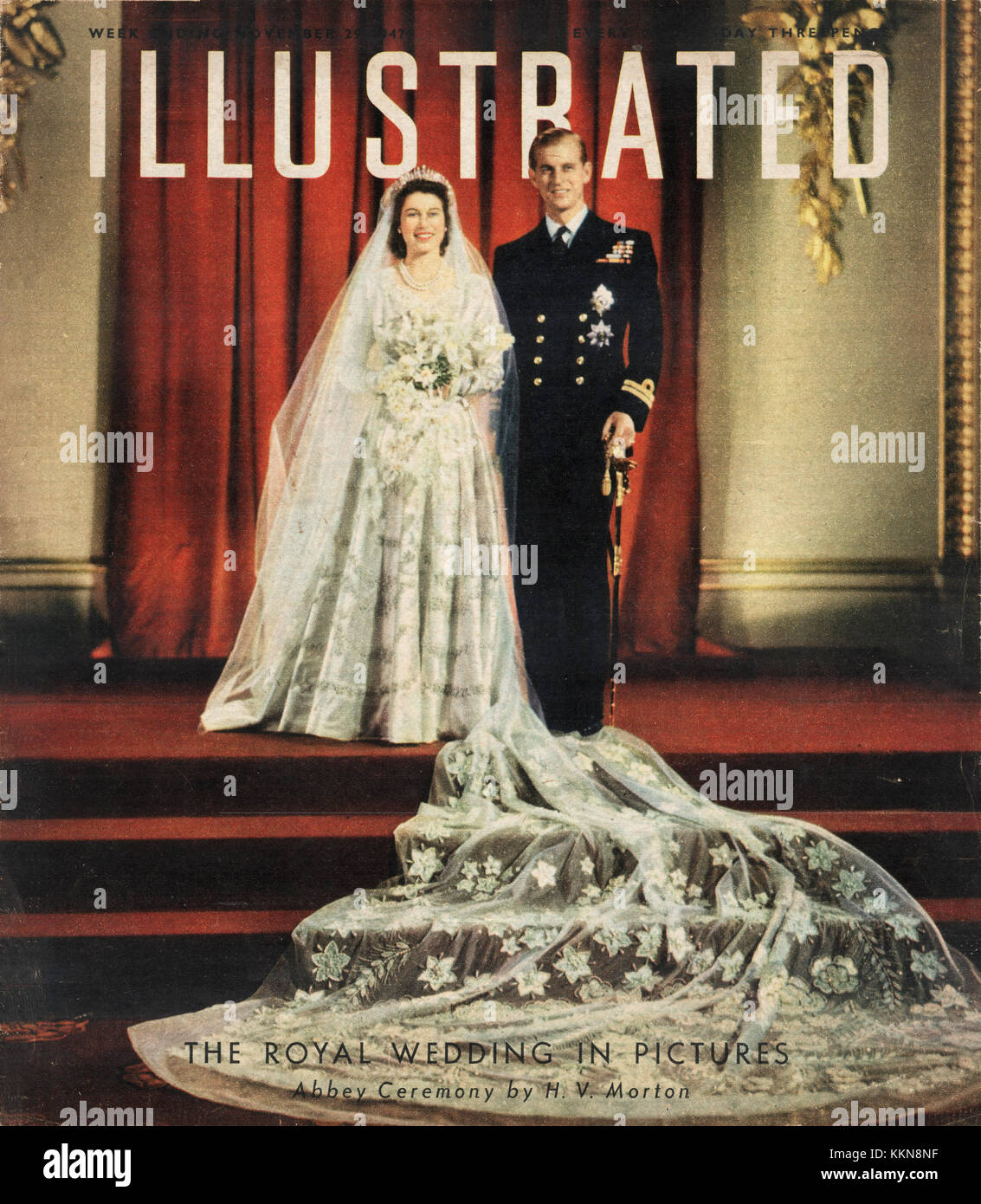 1947 UK Illustrated Magazine Wedding of Princess Elizabeth Stock Photo