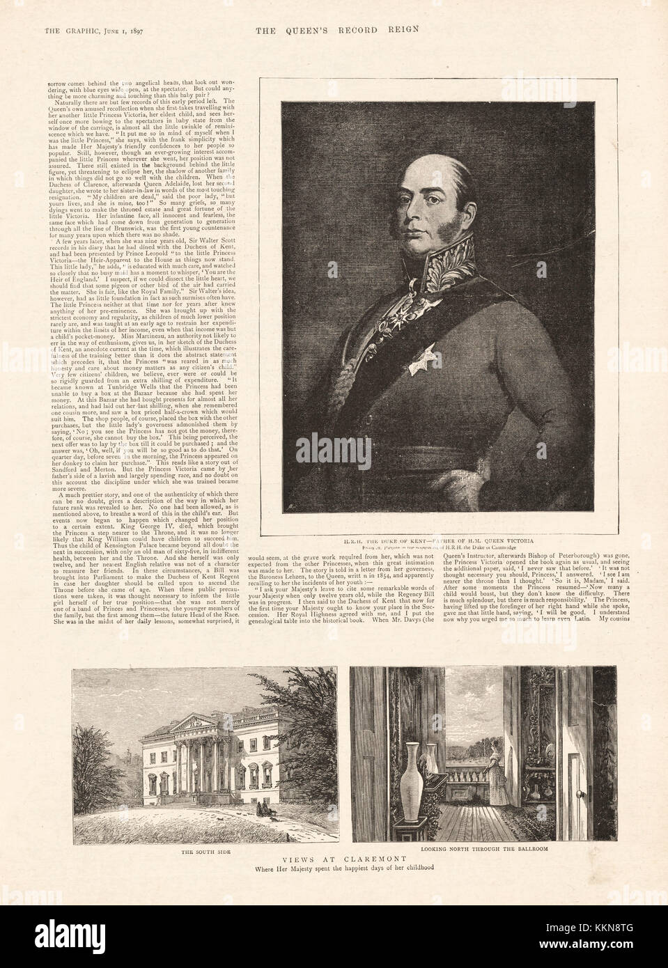 1897 The Graphic HRH Duke of Kent, Father of Queen Victoria Stock Photo