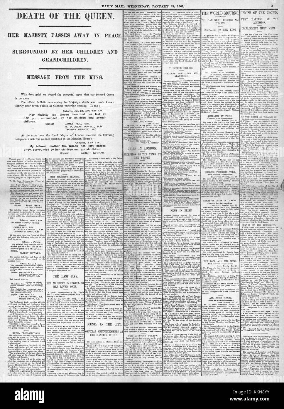 1901 Daily Mail Death of Queen Victoria, page 5 Stock Photo