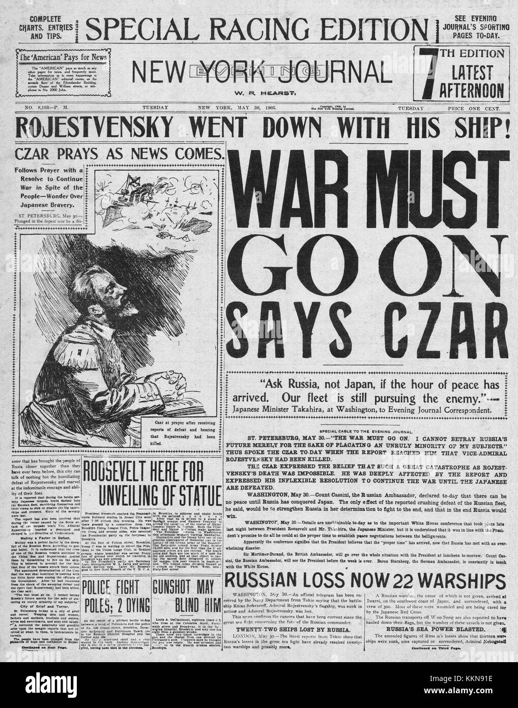 1905 New York Journal front page Russian-Japanese War Stock Photo 