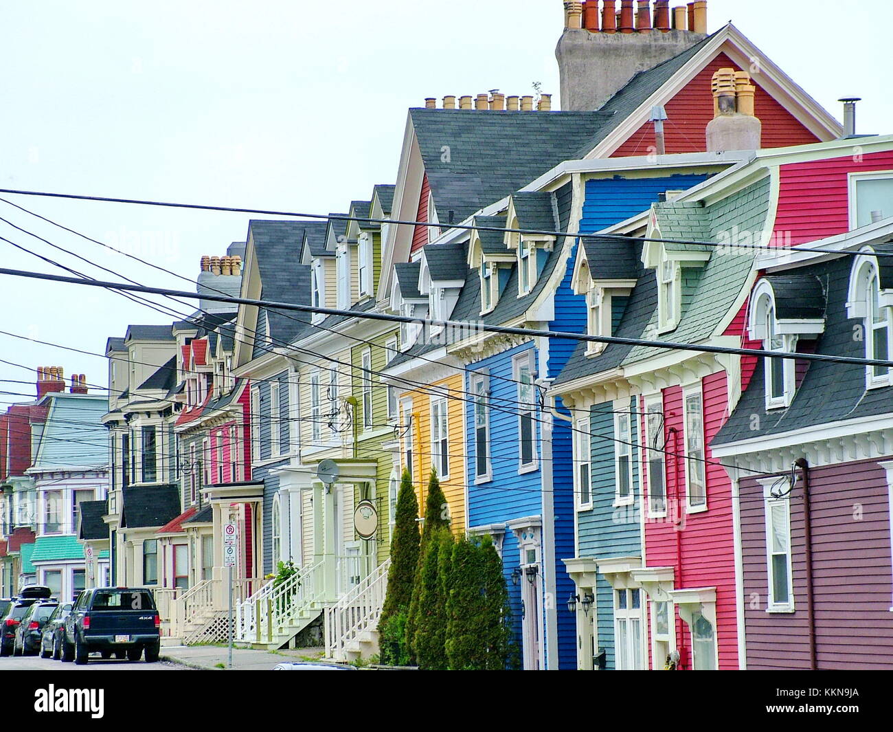 Colorful Row Houses St Johns Newfoundland High Resolution Stock