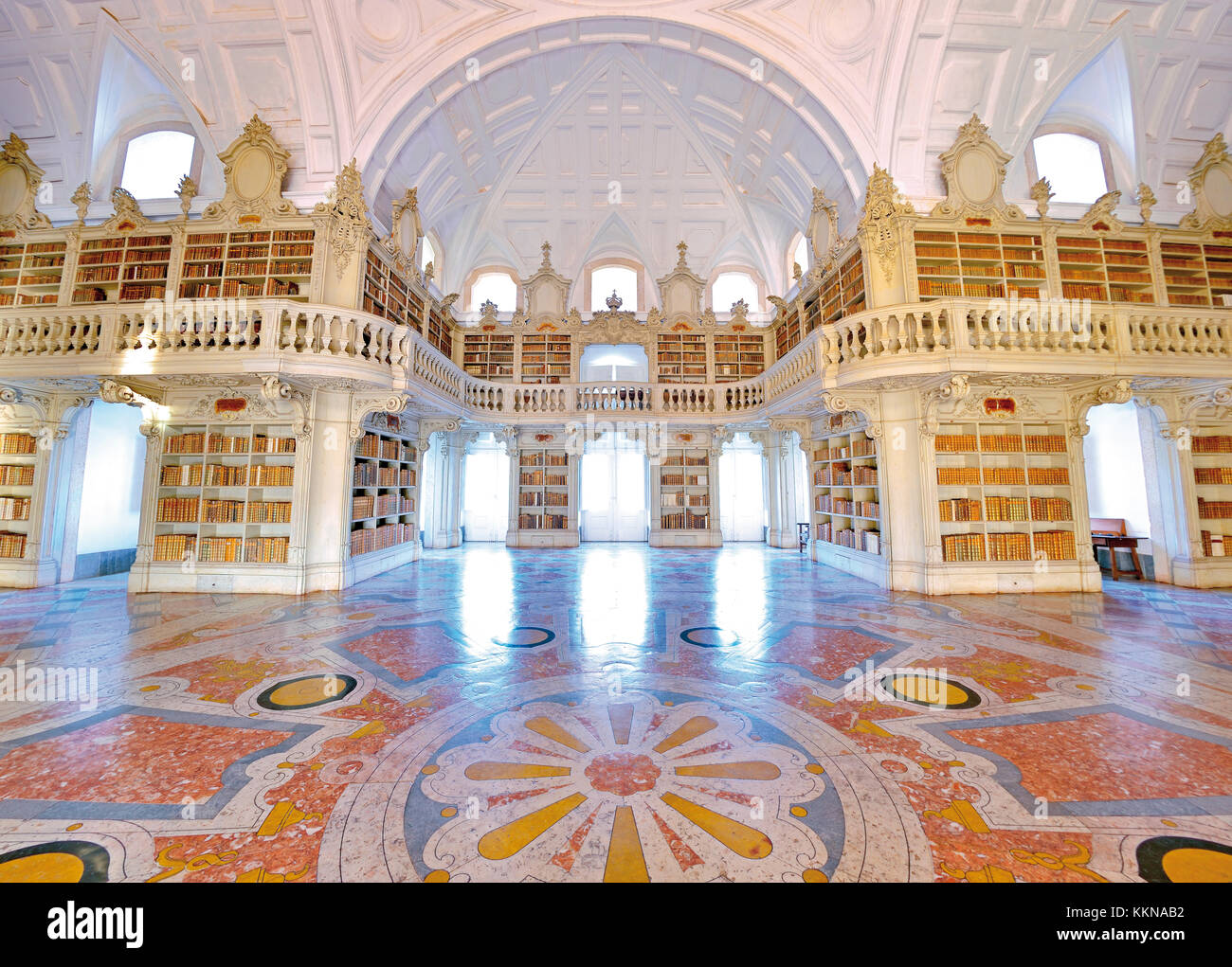 Historic library in Mafra National Palace Stock Photo