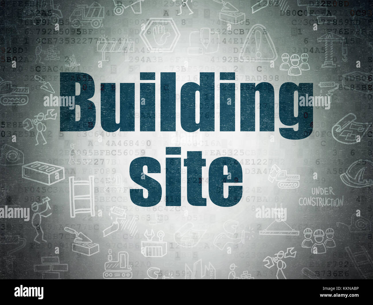 Constructing concept: Building Site on Digital Data Paper background ...