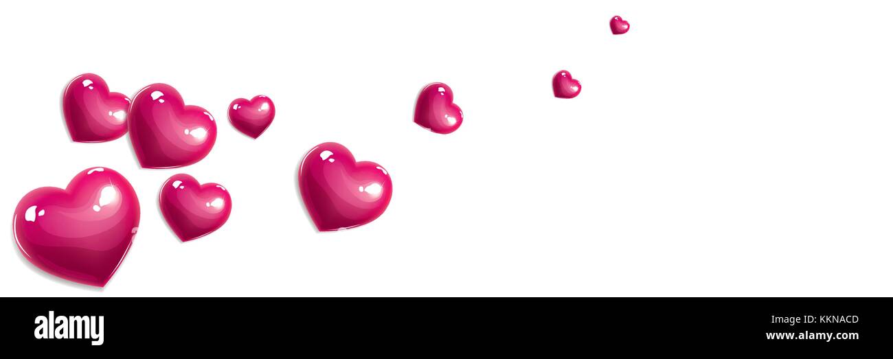 Vector pink love hearts banner isolated on white Stock Vector Image ...