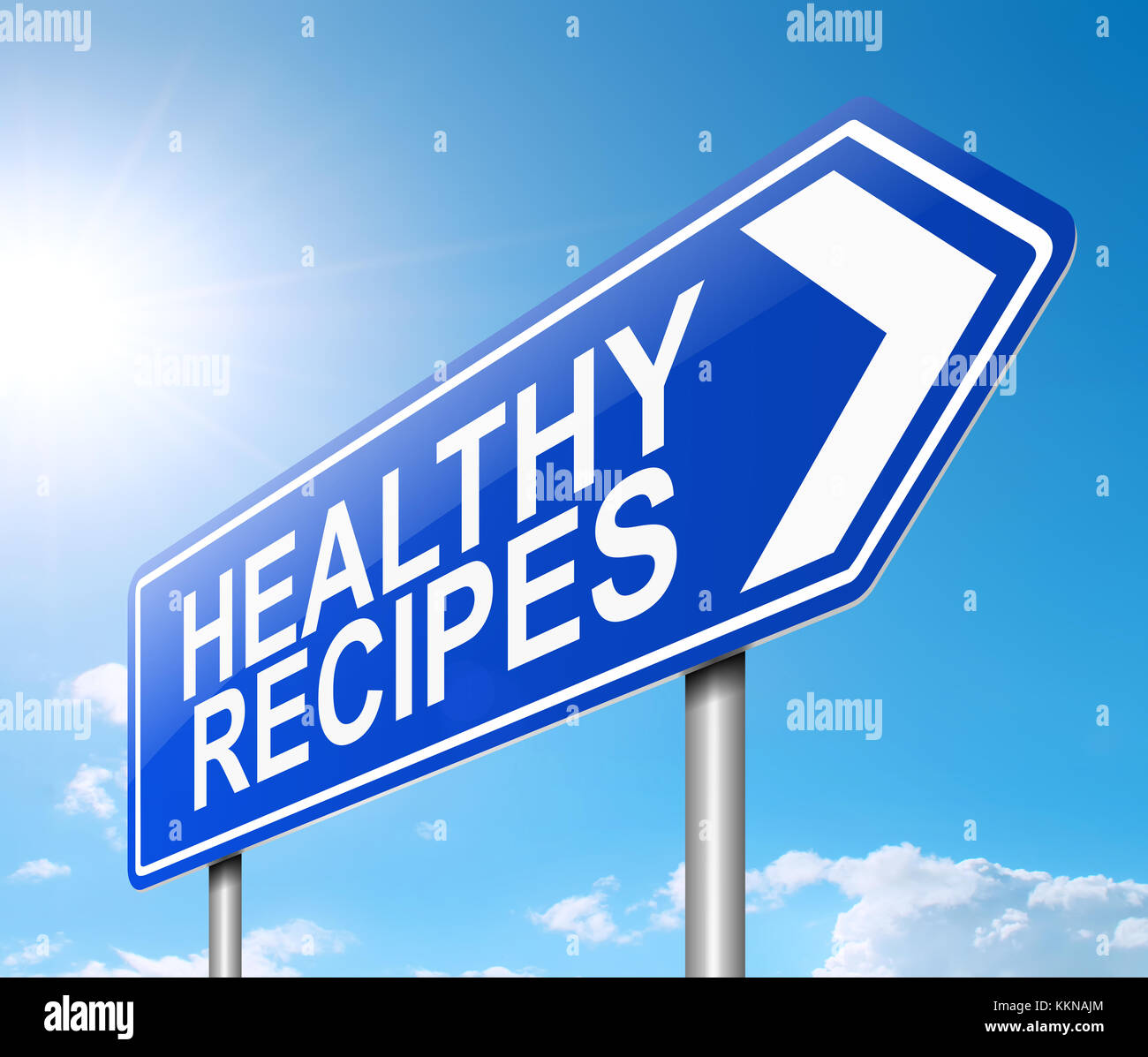 3d Illustration depicting a sign with a healthy recipes  concept. Stock Photo