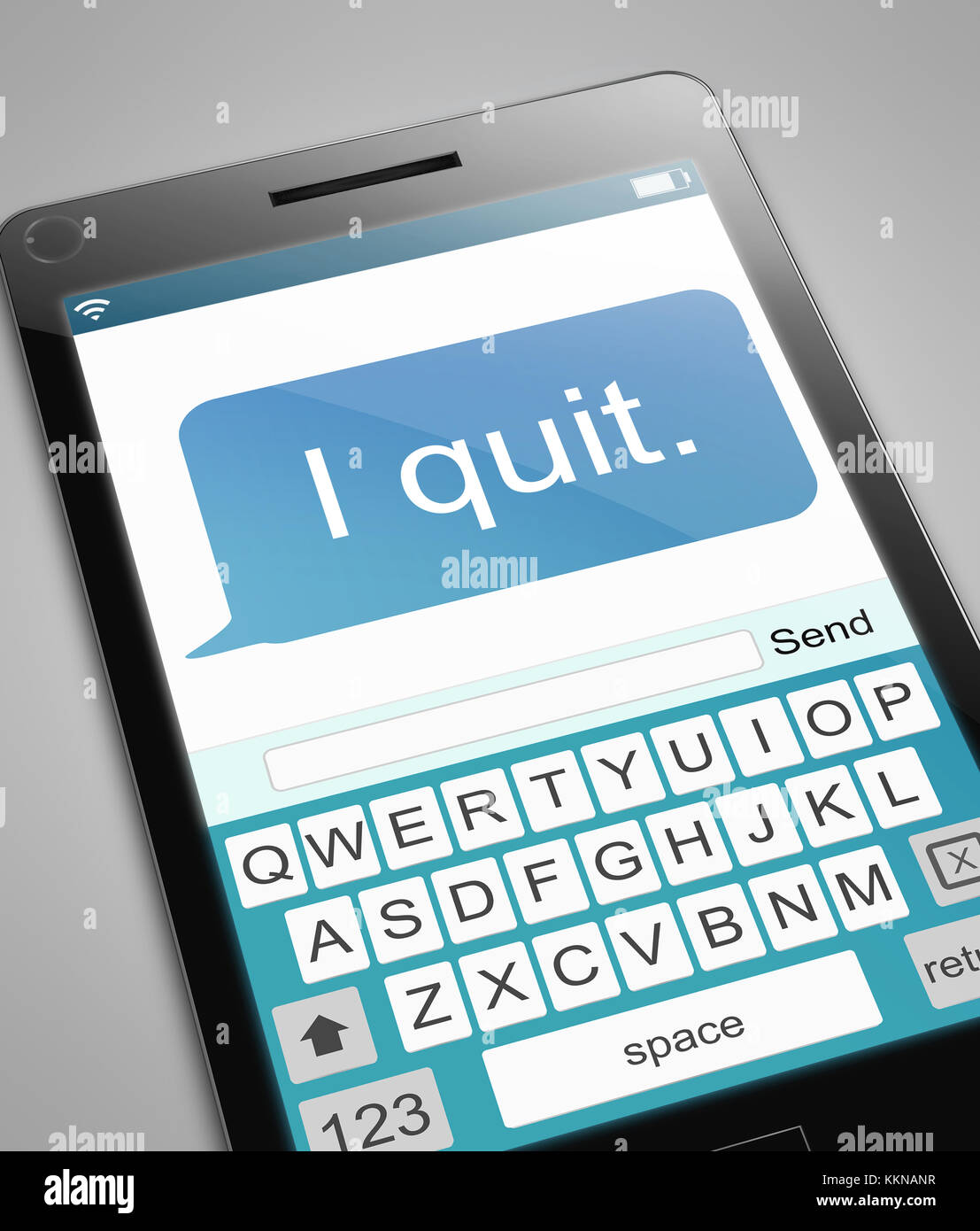 3d Illustration depicting a phone with a quit message concept Stock ...