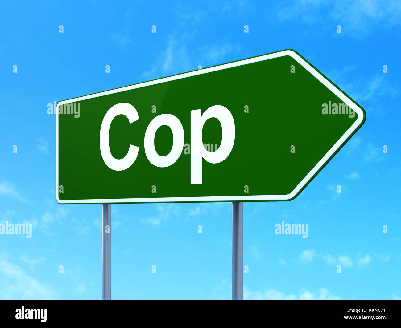 Law concept: Cop on road sign background Stock Photo - Alamy