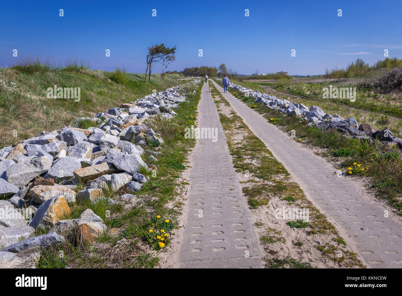 Bike path over Baltic Sea between Darlowo and Jaroslawiec towns in West ...