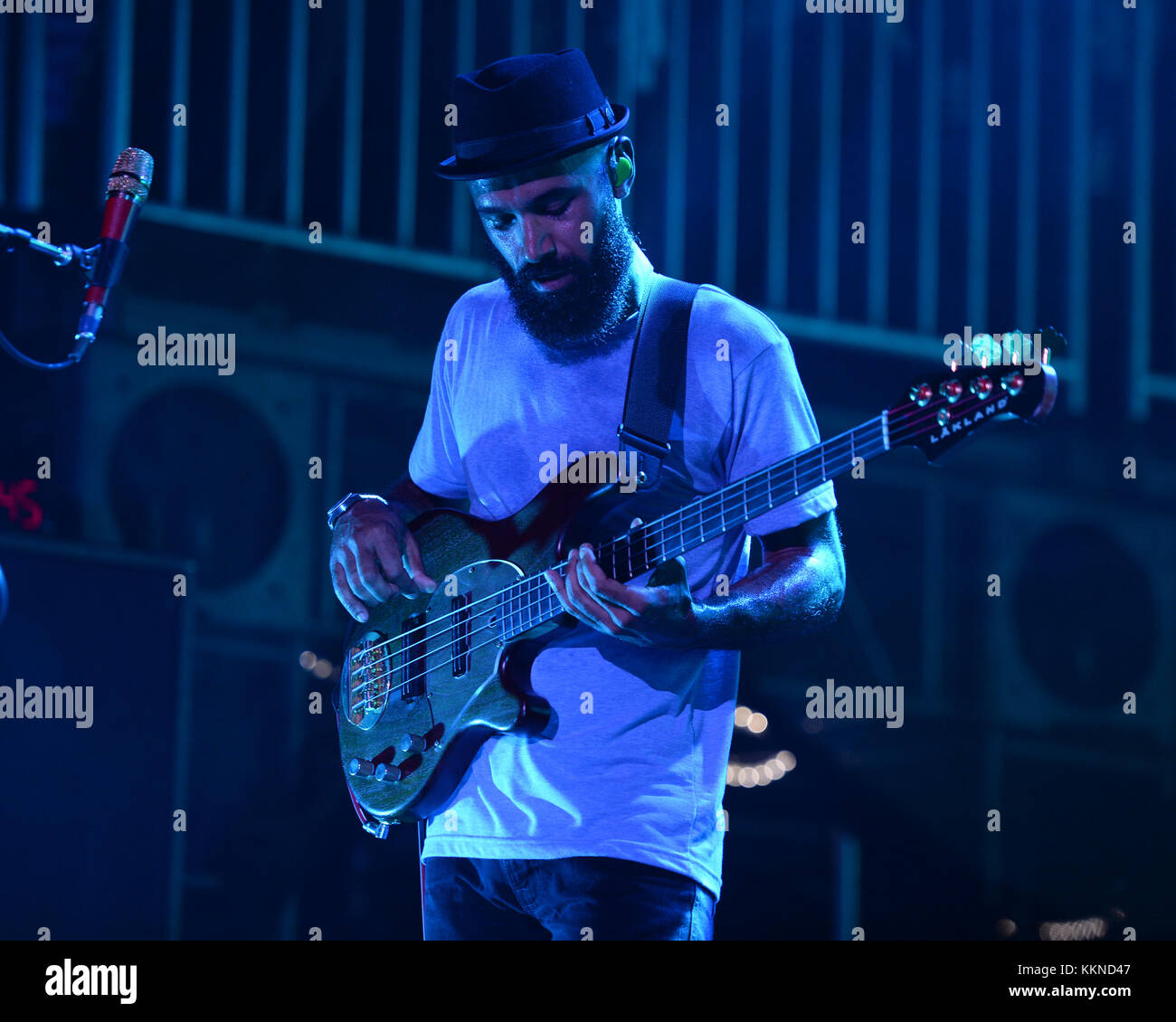 WEST PALM BEACH, FL AUGUST 14 Ben Kenney of Incubus performs at The