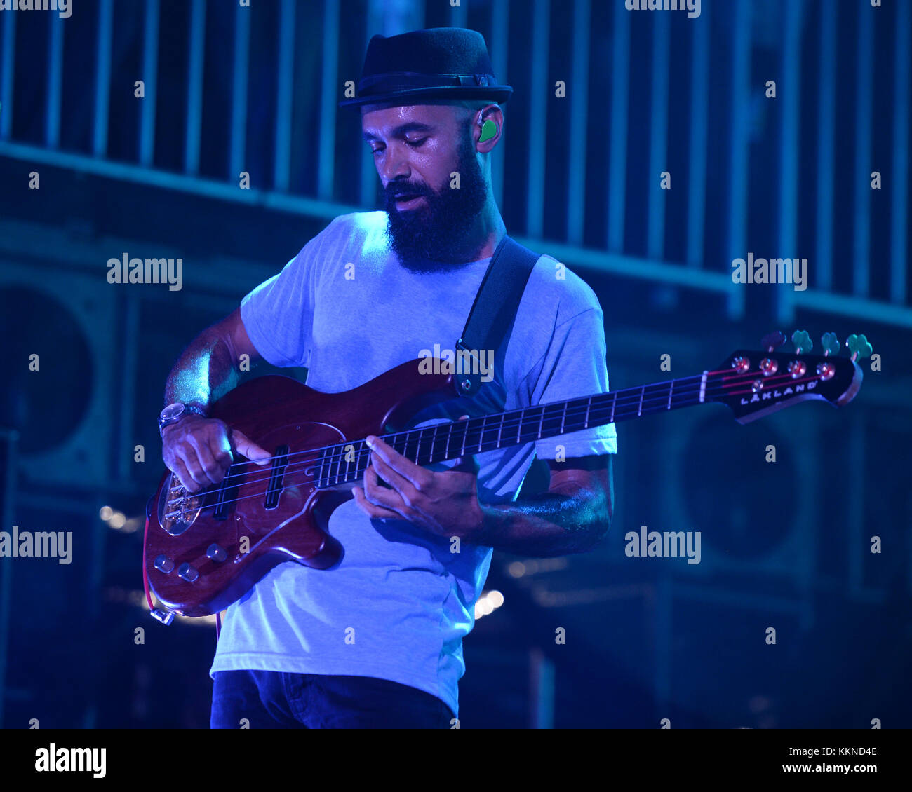 WEST PALM BEACH, FL AUGUST 14 Ben Kenney of Incubus performs at The