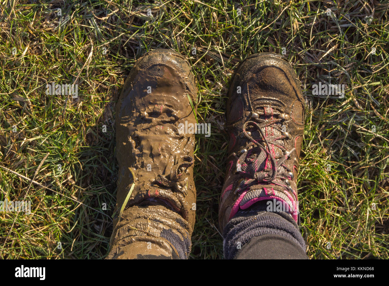 Muddy Walking boots Stock Photo Alamy
