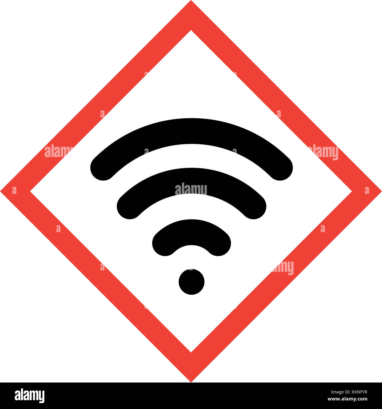 Hazard sign with wireless symbol Stock Photo