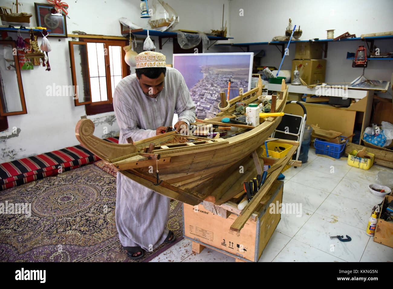 Oman Sur A dhow being constructed Stock Photo