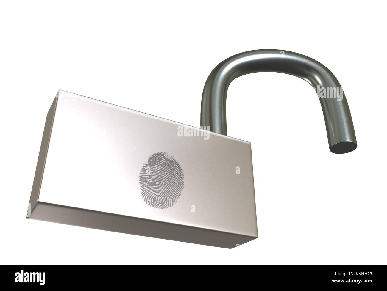Fingerprint unlocked metal Lock 3d render Stock Photo - Alamy