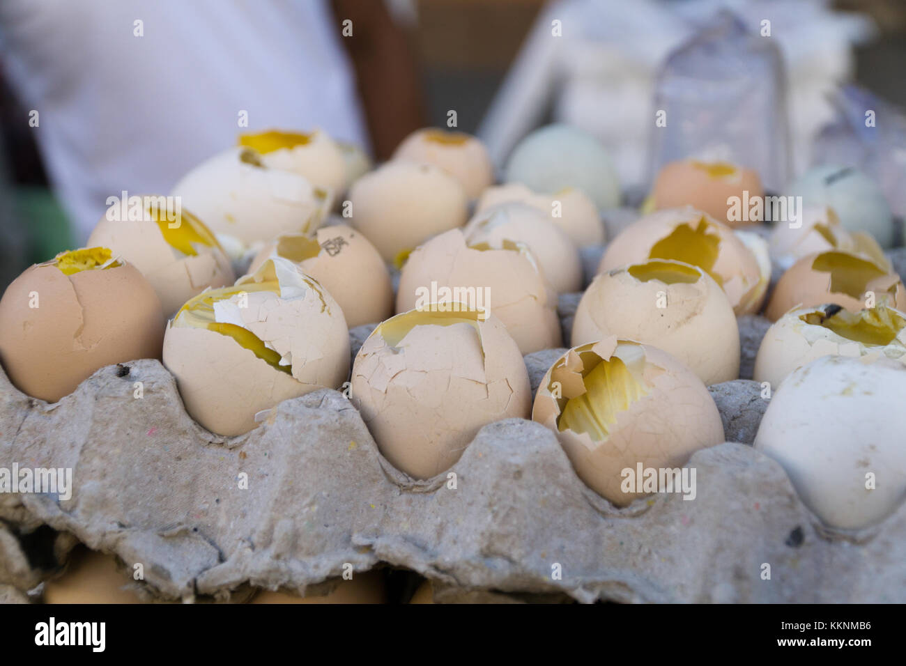 Common street food in the Philippines Balut,a boiled 15 day fertilized Duck embryo. Stock Photo