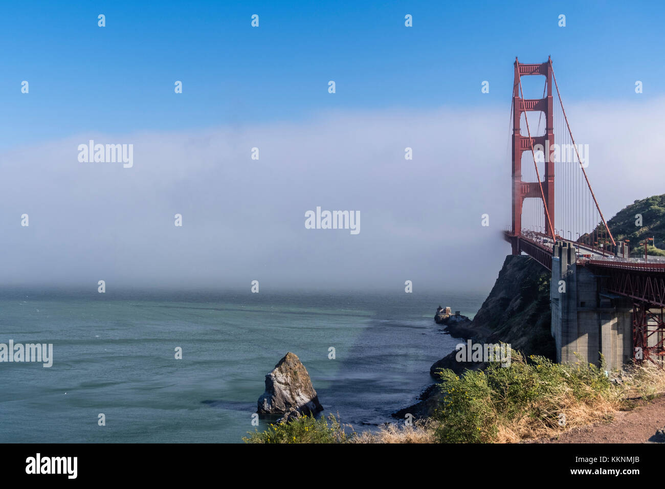 Golden Gate Bridge in fog, San Francisco, California, USA Stock Photo