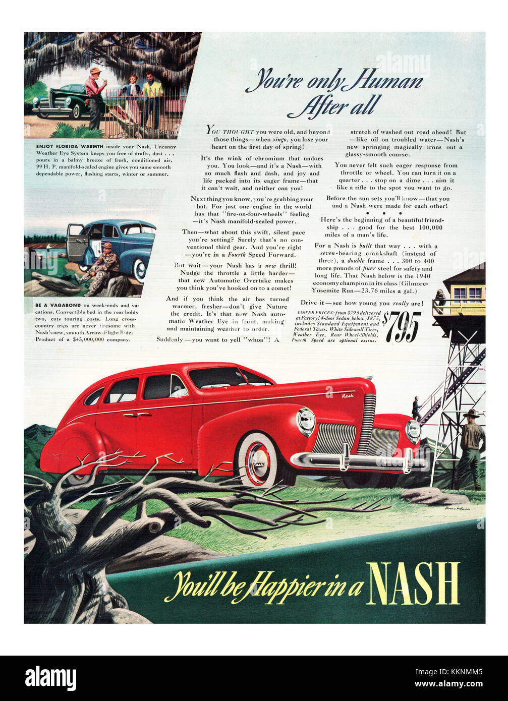 1940 U.S. Magazine Nash Cars Advert Stock Photo