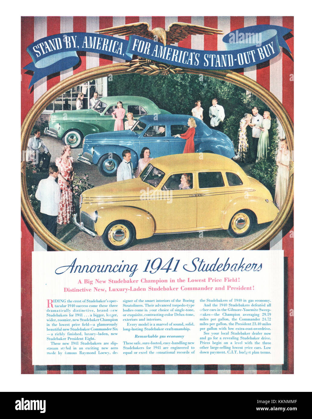 1940 U.S. Magazine Studebaker Advert Stock Photo