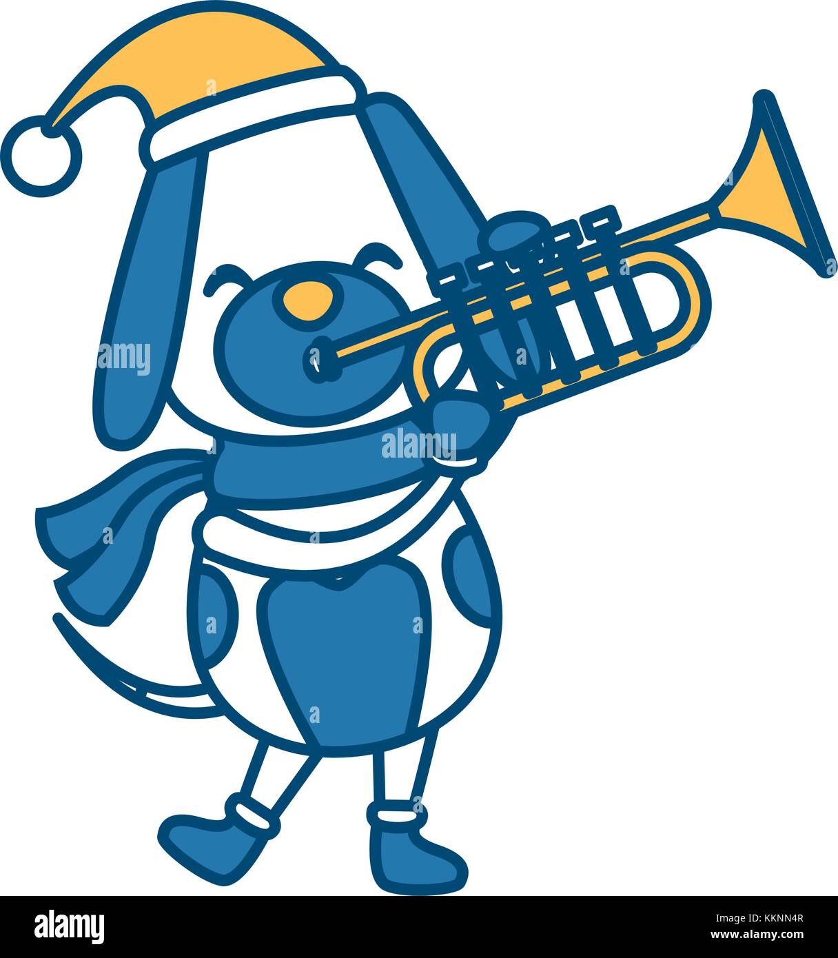 Illustration dog playing trumpet hires stock photography and images
