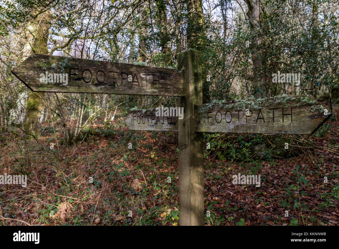 Footpath directions near Manaton, dartmoor National Park, Devon UK Stock Photo