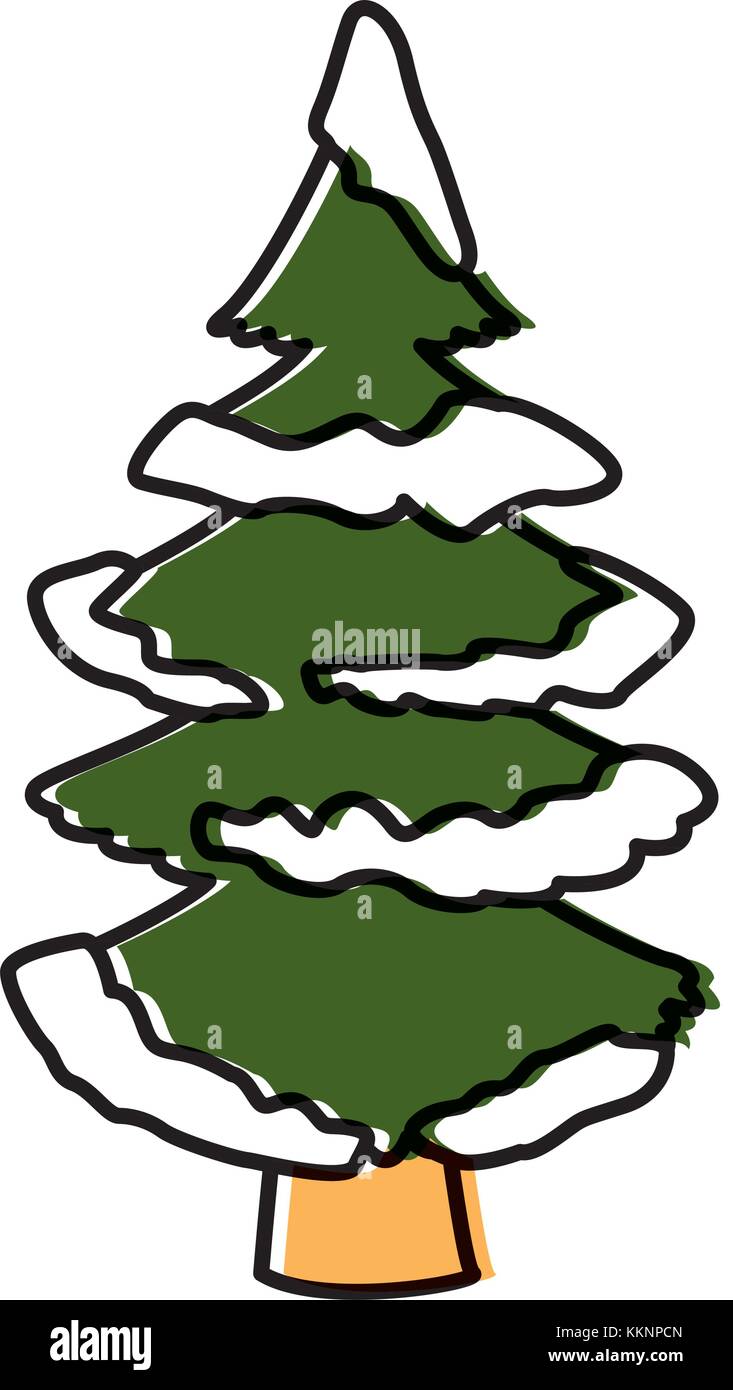 Tree pine with snow Stock Vector Image & Art - Alamy