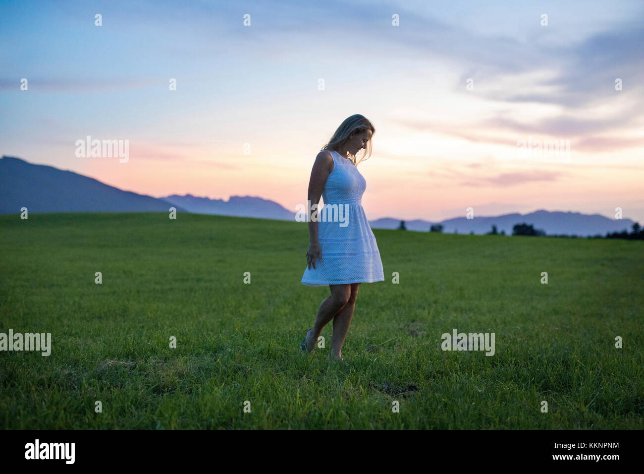 Portrait of a woman on a meadow Stock Photo