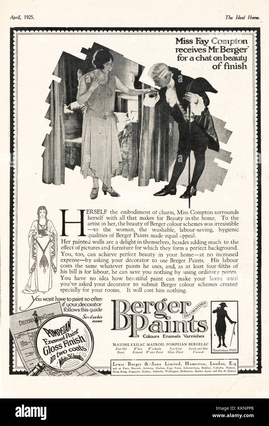 1925 UK Magazine Berger Paints Advert Stock Photo - Alamy