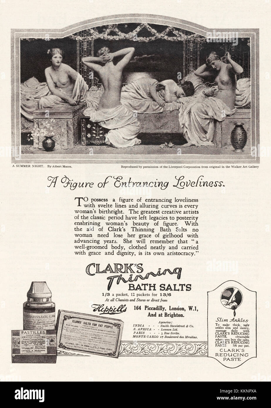 1926 UK Magazine Clark's Thinning Bath Salts Advert Stock Photo - Alamy