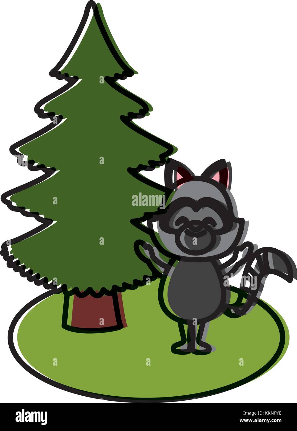 Raccoon with christmas tree Stock Vector Image & Art Alamy