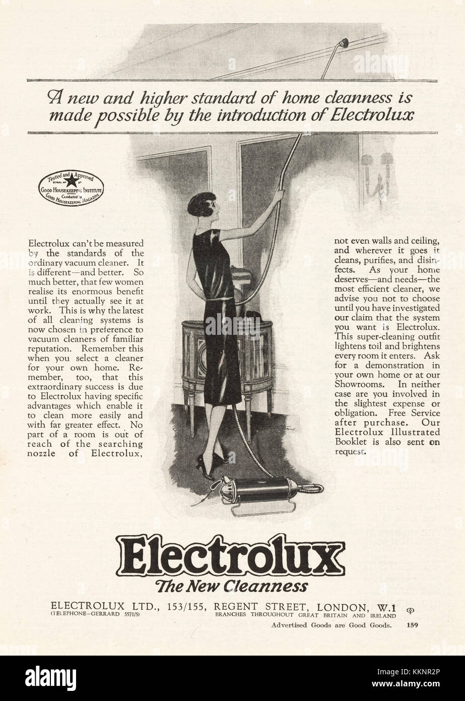 1926 UK Magazine Electrolux Hoover Advert Stock Photo