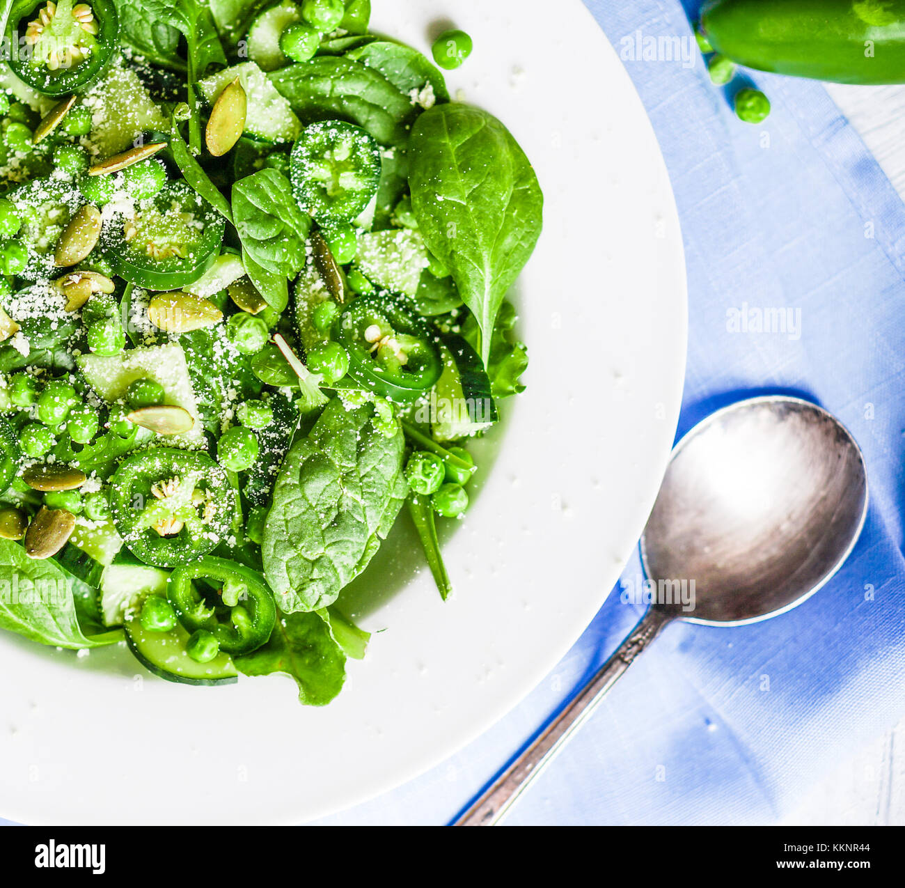 Green Salad With Spinach Stock Photo
