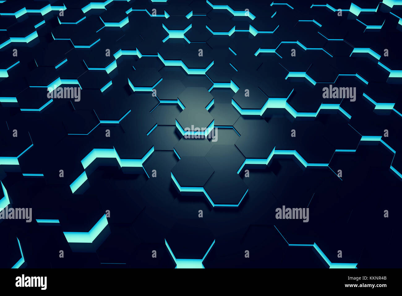 Glowing blue hexagon pattern background. 3D rendering Stock Photo - Alamy