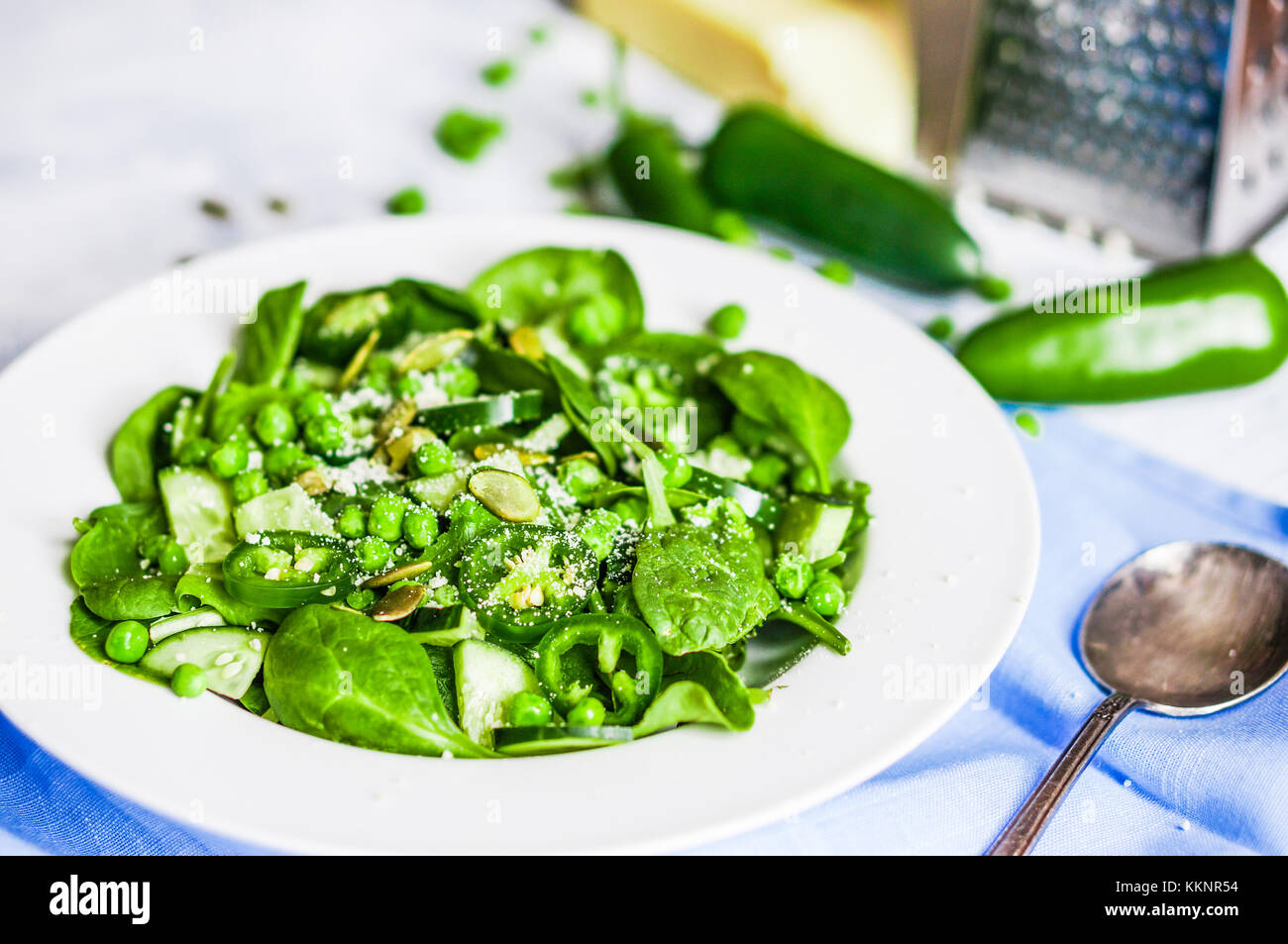 Green Salad With Spinach Stock Photo Alamy